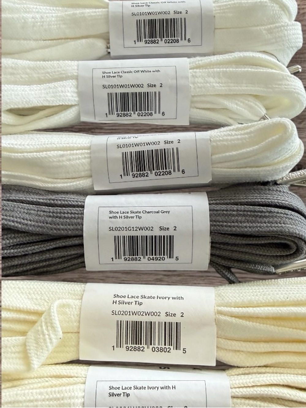 0629 Cariuma Shoe Lace Skate Off White Ivory Charcoal Gray 6 pairs NWT - Picture 3 of 10